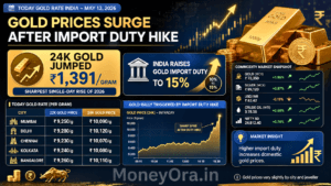 today gold rate India May 13 2026 city wise 22K 24K price chart import duty hike Today gold rate jumped ₹1,391/gram (24K) on May 13, 2026 — the sharpest single-day rise this year, triggered by India raising import duty to 15%