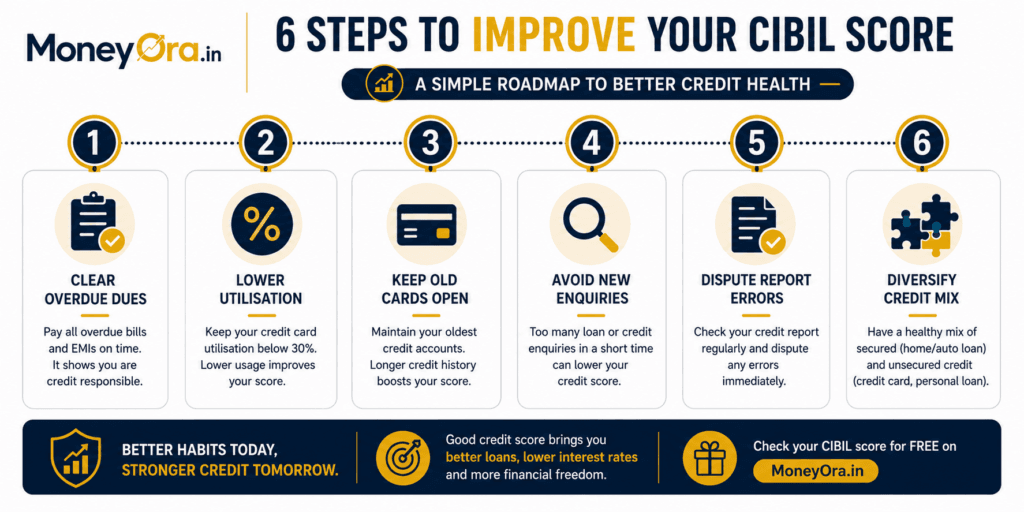 how to improve CIBIL score before home loan application step by step roadmap India