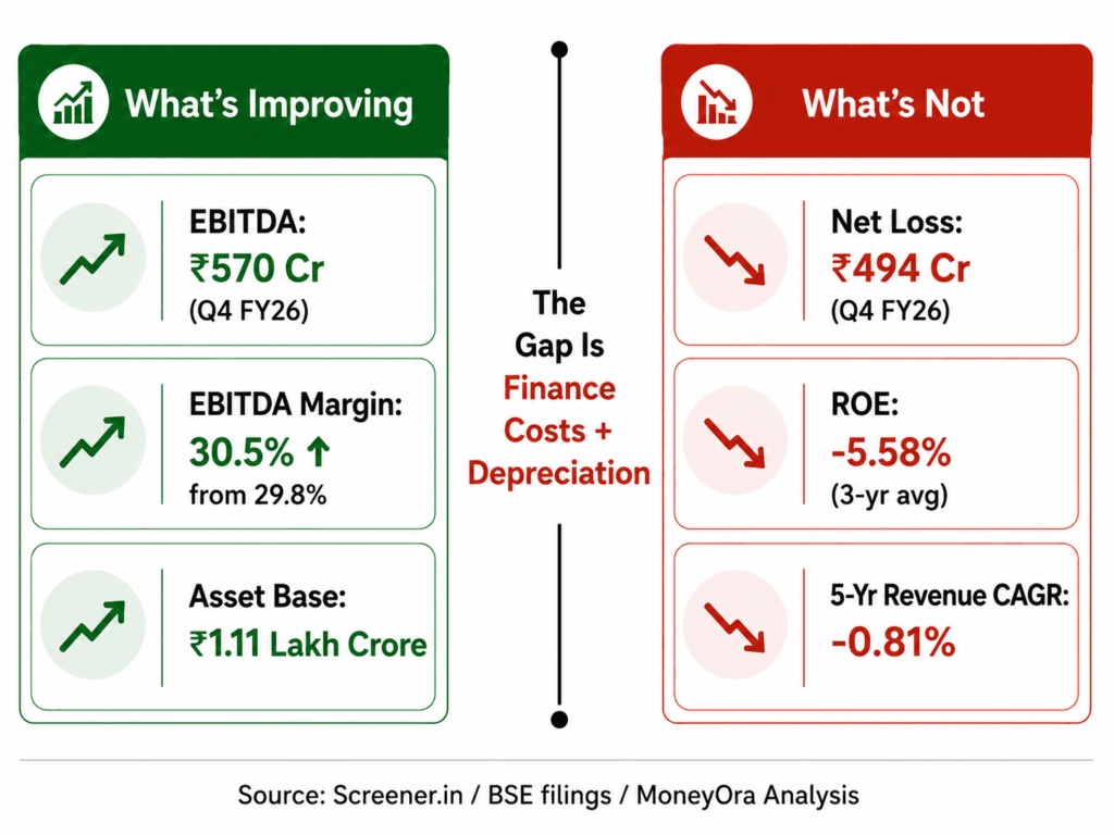 reliance power share financial health ratios ROE EBITDA margin book value 2026