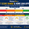 CIBIL score for home loan approval chart showing 750 700 650 score bands India