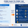 Form 168 vs Form 26AS key differences comparison infographic for Tax Year 2026-27