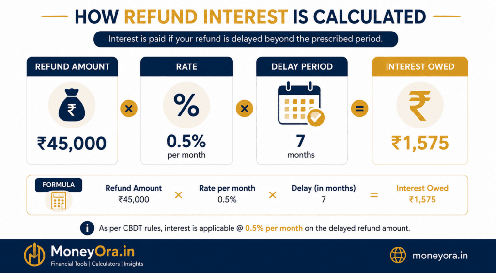 Section 244A interest calculation example ITR Refund Status Check delayed