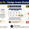 Infographic showing foreign assets disclosure in ITR 2026 with Schedule FA tables and penalty amounts